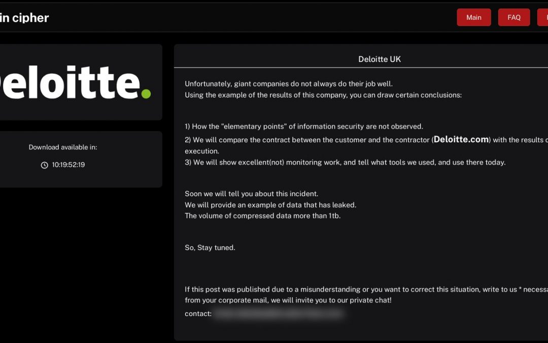 Data Breach Alert: Deloitte Targeted by Brain Cipher Ransomware Group, 1 TB of Data Stolen